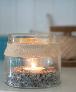 DIY Coastal Candle from recycled jars