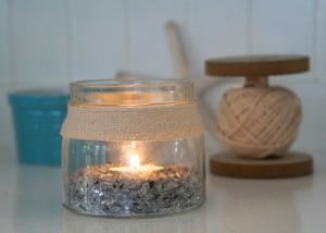 Easy DIY Craft - Coastal Candle from recycled jars