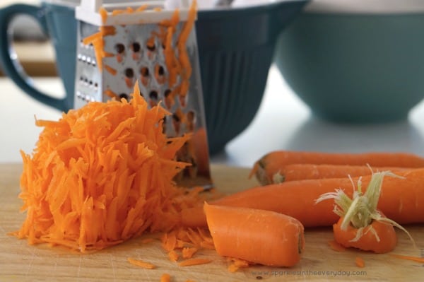 Grated carrot for Gluten Free Almond and Carrot Cake recipe!