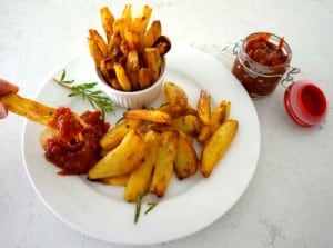 Crispy Wedges and home made tomato relish- Gluten Free too!