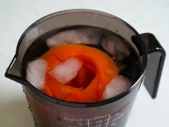 tomato in iced water