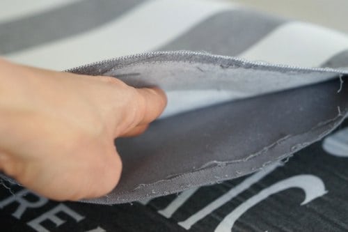 separating material DIY cushion using a placemat
