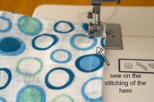 sewing the napkins to make cushions