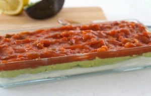 Salsa layer of the Easy Gluten Free 5 Layer Dip!