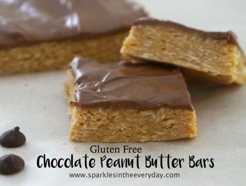 Gluten Free Chocolate Peanut Butter Bars - no bake and delicious!!