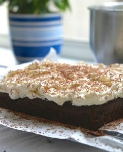 The Best Gluten Free Chocolate Cake with Cream Topping