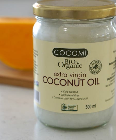 Coconut oil for Gluten Free Australian Pumpkin and Chocolate Chip Muffins (GF)