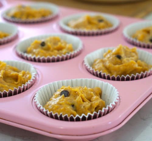 Ready to bake Gluten Free Australian Pumpkin and Chocolate Chip Muffins (GF)!