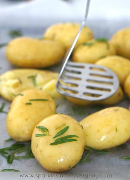 Preparing potatoes for Crispy Smashed Potatoes