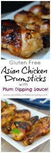 Easy Gluten Free Asian Chicken Drumsticks with Plum Dipping Sauce!