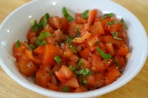 Tomato topping for Easy Tomato Bruschetta with Balsamic Glaze!